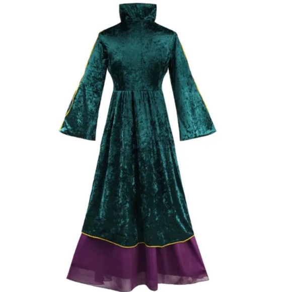 Women Winifred Sanderson Dress Halloween Witch Cosplay Costume Green - Picture 5 of 6